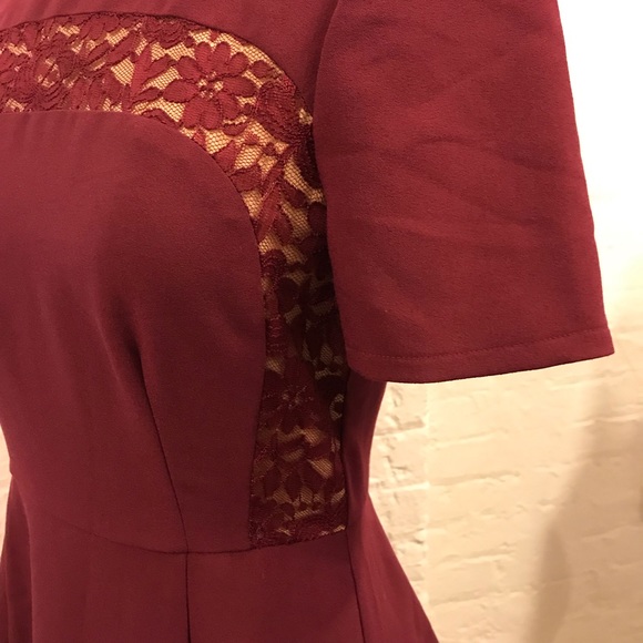 ModCloth Burgundy Dress with Lace Detail at Yoke - Picture 5 of 9